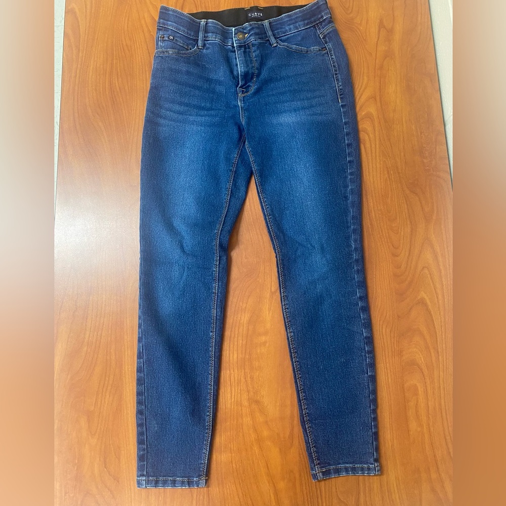 Women's Curve Appeal Blue Jeans Straight Stretch Waist Size 4 4/27